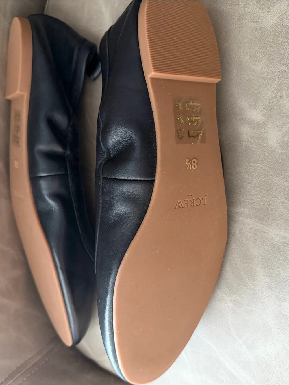 J. Crew Lizzie Black Leather Ballet Flats